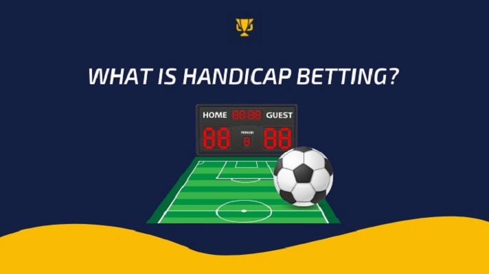 Handicap bet meaning — the favored team/player has points or goals subtracted from their final score, while the underdog has points or goals added