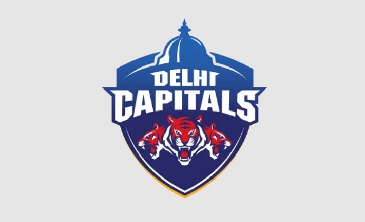 Logo of the Delhi Capitals cricket team includes shield and tigers