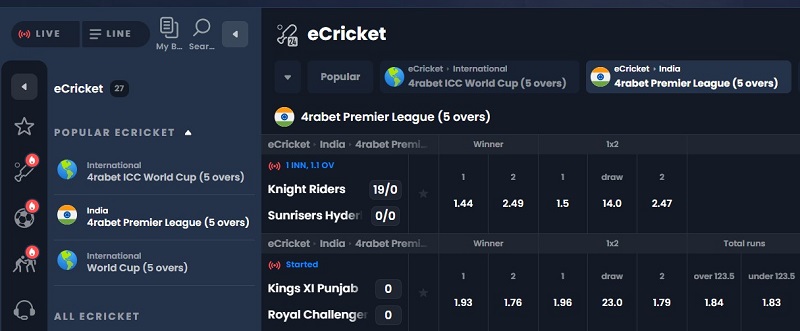 Indian cyber league on 4RaBet site — tens of matches every day